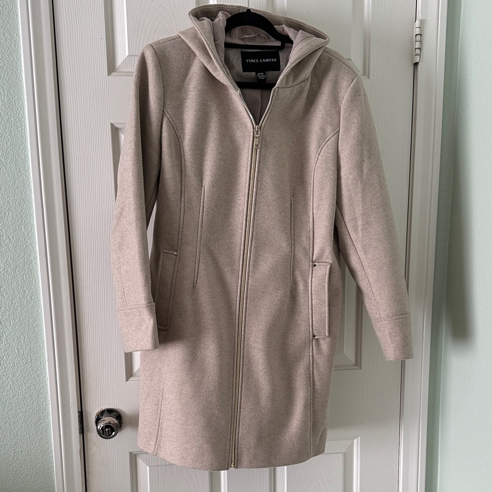 Vince Camuto Women's Beige Hooded Trench Coat